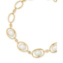 Cultured (7-7-1/2mm) & White (1/5 ct. ) Oval Bracelet in 14k Gold-Plated