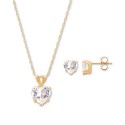 2-Pc. Set White Heart Pendant Necklace & Matching Stud Earrings (2-3/4 ct. ) in 10k Gold 