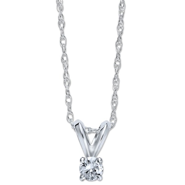 10k White Gold Necklace, Round-Cut Pendant