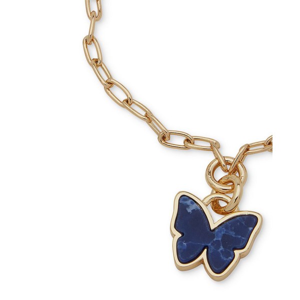 Gold-Tone Butterfly Charm Slider Bracelet