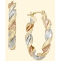 Satin Twist Hoop Earrings in 10k Tri-Tone Gold