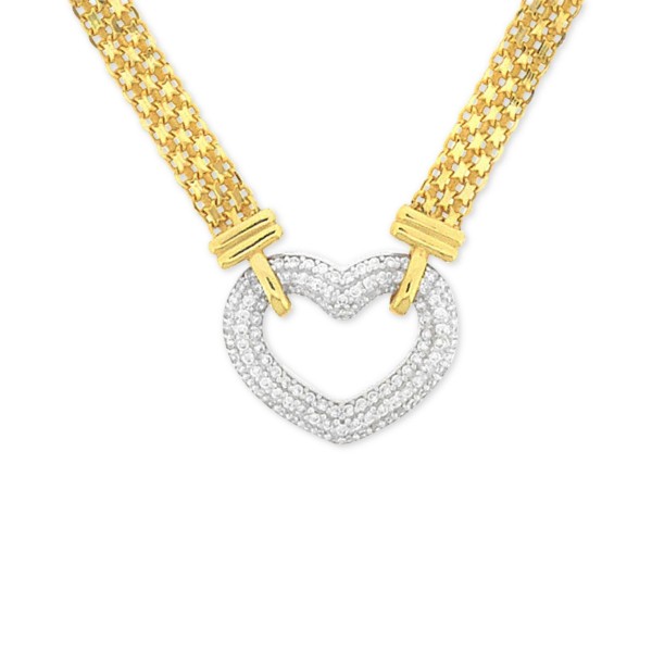 Cubic Heart 18" Pendant Necklace In & 18k Gold-Plate