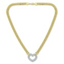 Cubic Heart 18" Pendant Necklace In & 18k Gold-Plate