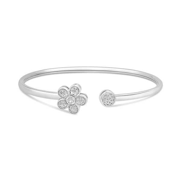 Flower & Circle Flex Bangle Bracelet (1/6 ct. ) in