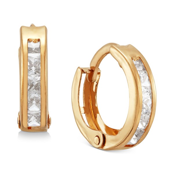 Children's Cubic Extra Small Huggie Hoop Earrings in 14k Gold, 10mm