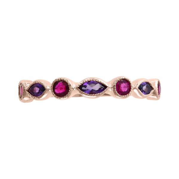  Amethyst (1/4 ct. ) and (1/4 ct. ) Stackable Ring in 14k Gold 