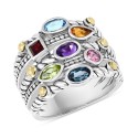  Multi-Gemstone (1-1/3 ct. ) Multi-Row Ring in