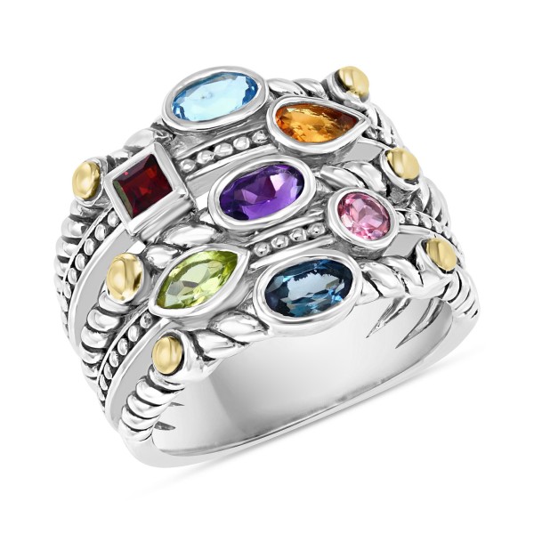  Multi-Gemstone (1-1/3 ct. ) Multi-Row Ring in