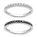 2-Pc Set Black (1/10 ct. ) & White (1/10 ct. ) Stack Rings in