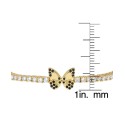 Black Spinel (1/5 ct. ) & White Sapphire (1-1/10 ct. ) Butterfly Bracelet in 14k Gold-Plated