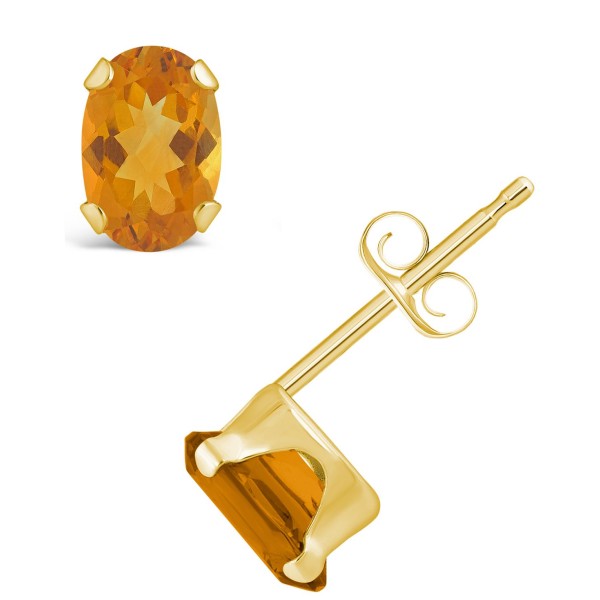 Gemstone Stud Earrings in 10k Yellow Gold