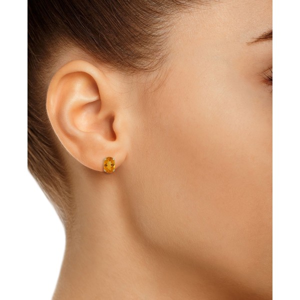 Gemstone Stud Earrings in 10k Yellow Gold