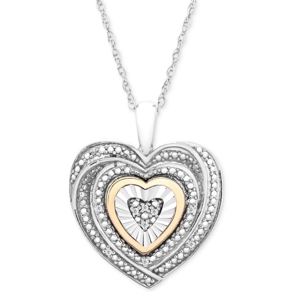 Two-Tone Heart Pendant Necklace in and 10k Gold