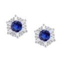 Sapphire (5/8 ct. ) & (1/10 ct. ) Stud Earrings in 14k White Gold 