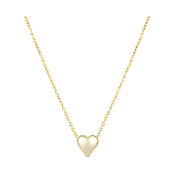 Gold Flash Plated Puffy Heart Necklace, 16+2