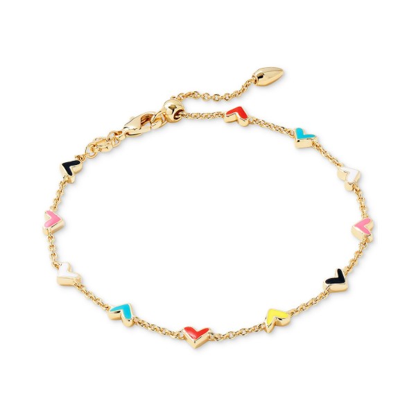 14k Gold-Plated Color Heart Adjustable Bracelet