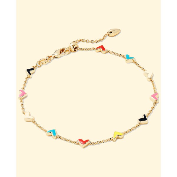 14k Gold-Plated Color Heart Adjustable Bracelet