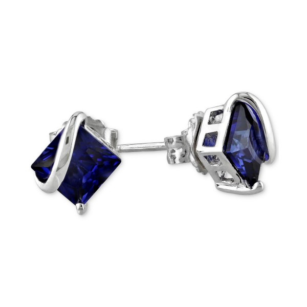 Blue Sapphire Square Stud Earrings (2-3/4 ct. ) in