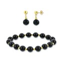 2-Pc. Set Bead Bracelet & Matching Drop Earrings in 14k Gold 