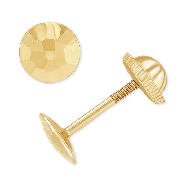 Children's Flat Ball Stud Earrings in 14k Gold