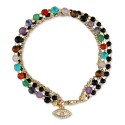 Triple Strand Multi-Bead Evil-Eye Charm in Gold-Tone Plated