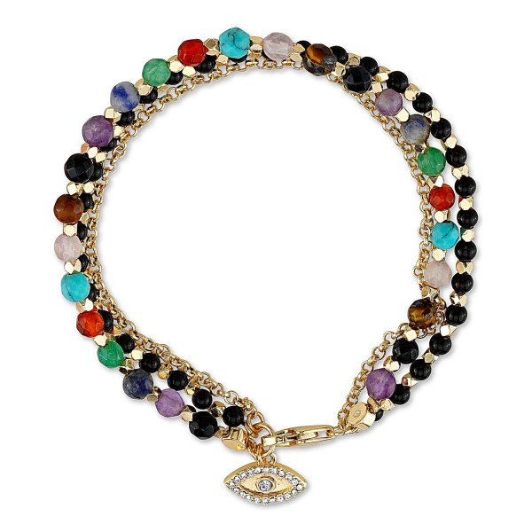 Triple Strand Multi-Bead Evil-Eye Charm in Gold-Tone Plated