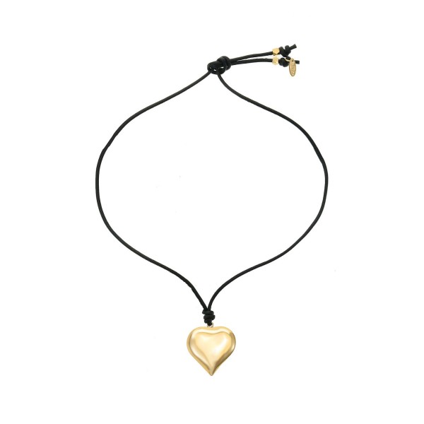 18K Gold Plated Heart Pendant Adjustable Cord Necklace