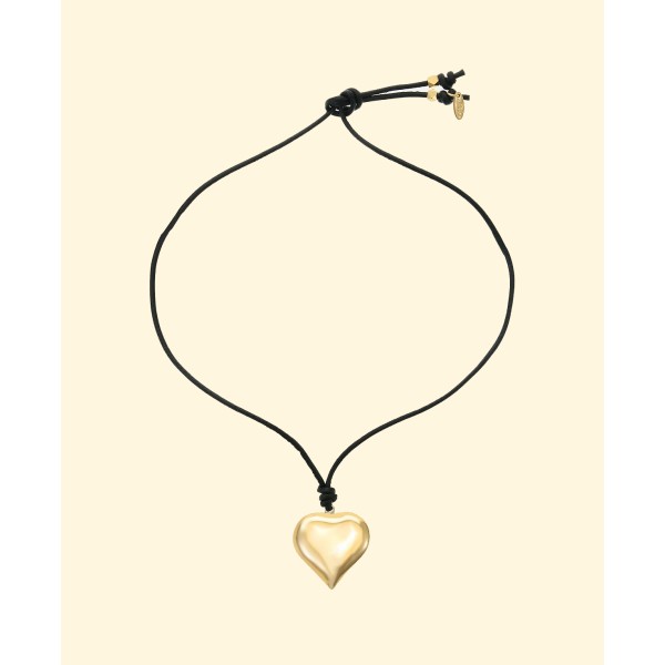 18K Gold Plated Heart Pendant Adjustable Cord Necklace