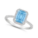 Spinel Aquamarine (1-3/4 ct. ) and Sapphire (1/4 ct. ) Ring in 10K White Gold