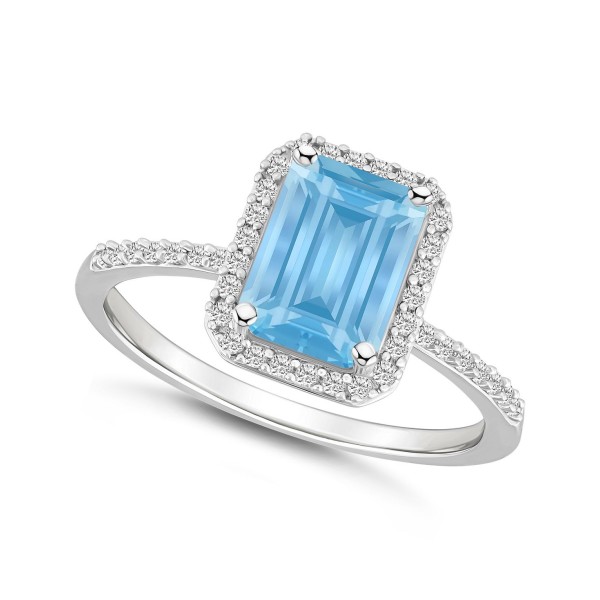 Spinel Aquamarine (1-3/4 ct. ) and Sapphire (1/4 ct. ) Ring in 10K White Gold