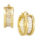 Two-Tone Key Hoop Earrings in 14k Gold