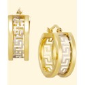 Two-Tone Key Hoop Earrings in 14k Gold