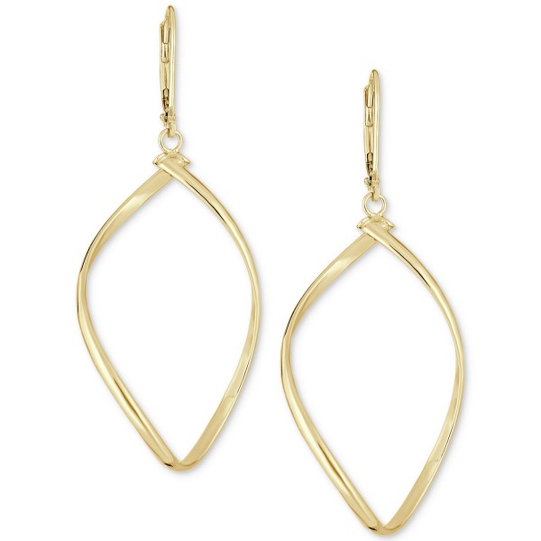 Polished Oval Drop Earrings in 14k Gold