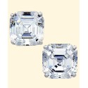 Cubic Asscher Stud Earrings in 14k White Gold