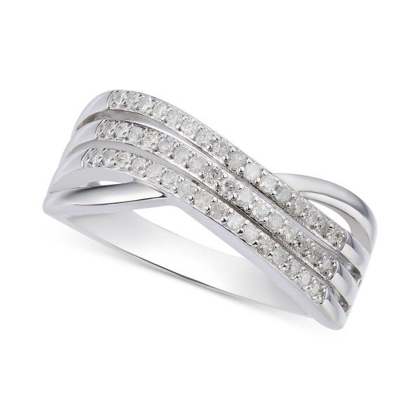 Triple Row Crossover Statement Ring (1/4 ct. ) in