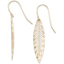 Textured Openwork Leaf Drop Earrings in 10k Gold