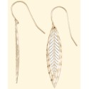 Textured Openwork Leaf Drop Earrings in 10k Gold