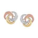 Tricolor Knot Stud Earrings in 10k Gold, White Gold & Gold