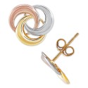 Tricolor Knot Stud Earrings in 10k Gold, White Gold & Gold