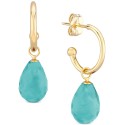 Turquoise Hoop Earrings in 14k Yellow Gold