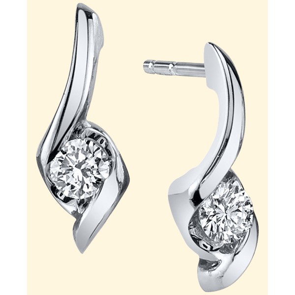 Twist Drop Earrings (1/5 ct. ) in 14k White Gold