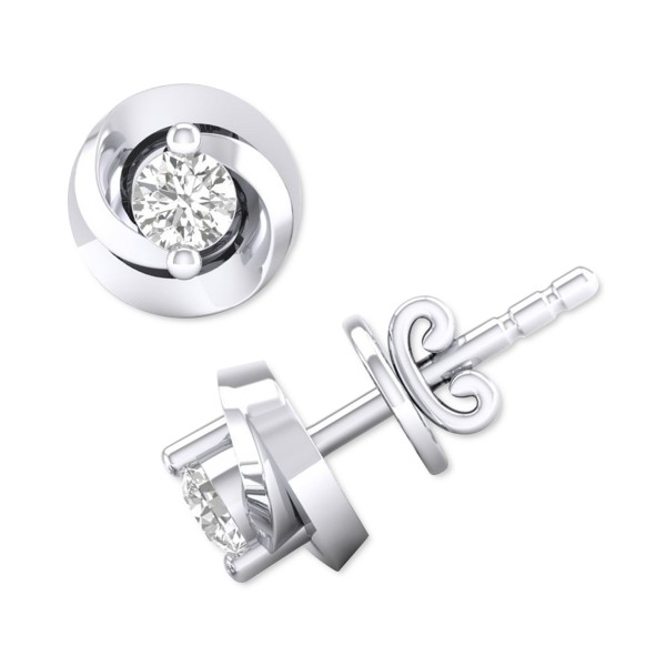 Swirl Stud Earrings (1/10 ct. ) in 10k White Gold or 10k Yellow Gold