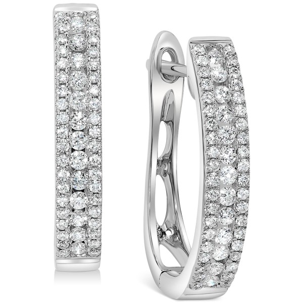 Small Triple Row Hoop Earrings (1/2 ct. ) in 14k White Gold