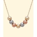 Tri-Tone Beaded Necklace in 10k Yellow, White and Gold