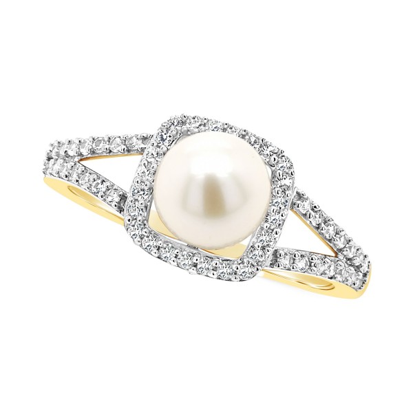 Cultured & White Sapphire (1/4 ct. ) Ring in 10k Gold 