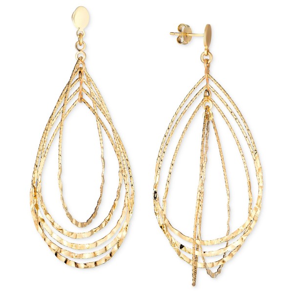 Textured Multi-Teardrop Drop Earrings in 14k Gold-Plated