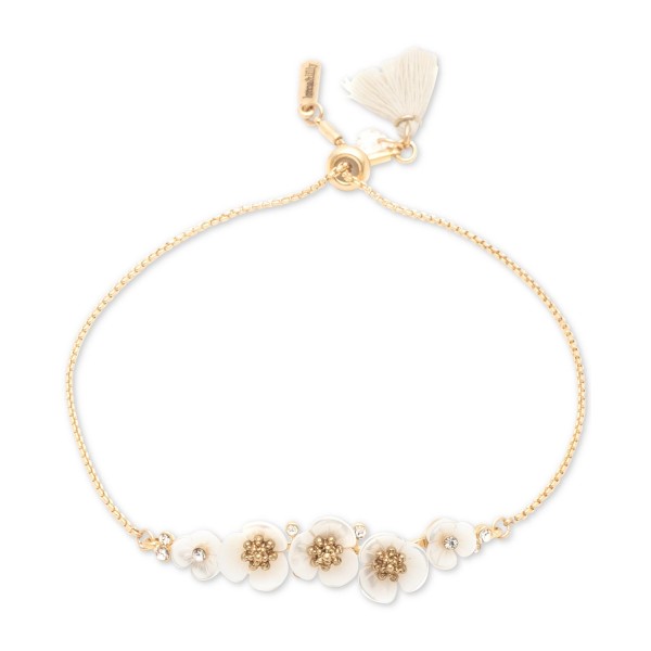 Gold-Tone & Imitation Mother-of- Flower Slider Bracelet