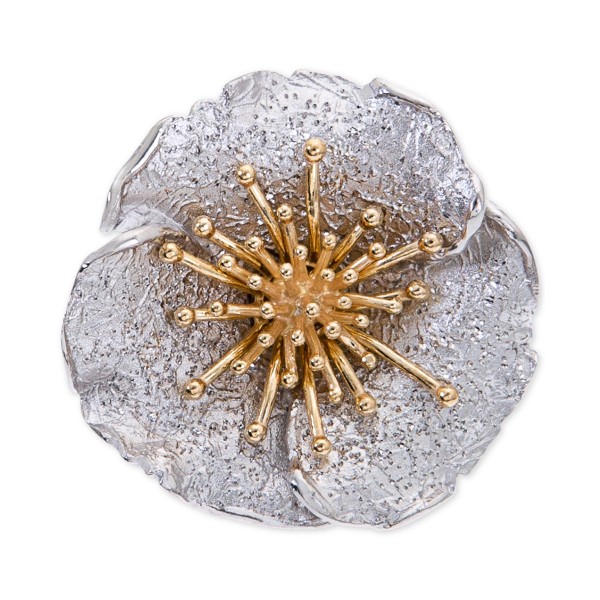 Two-Tone Hibiscus Flower Statement Ring