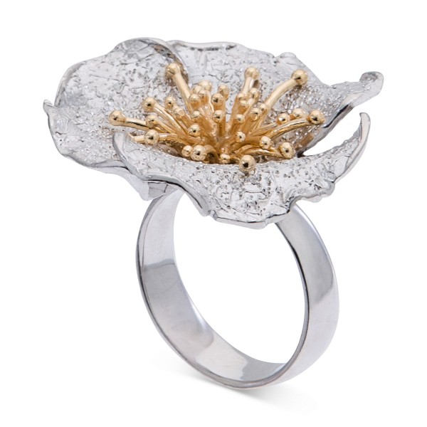 Two-Tone Hibiscus Flower Statement Ring