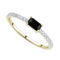 Onyx & (1/10 ct. ) Stack Ring in 14k Gold